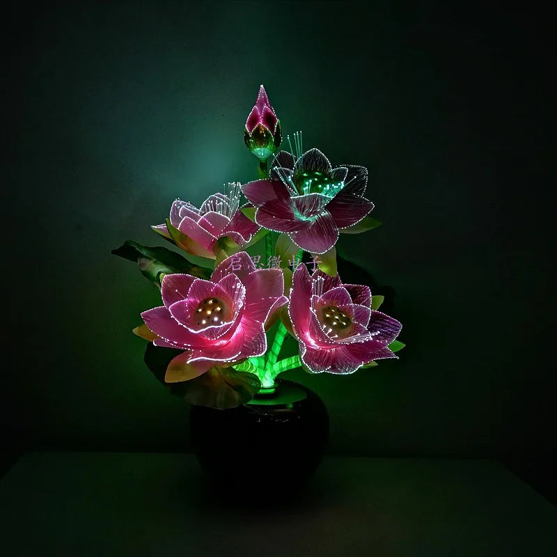 Led flower lights Lotus light buddha lamp Fo lamp Novelty artistic optical fiber flower