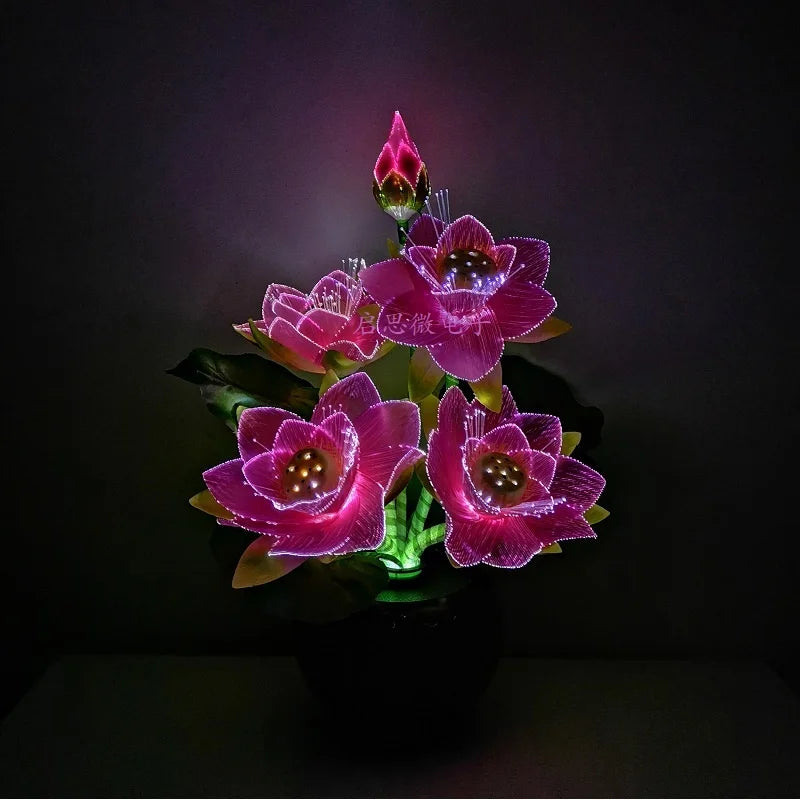 Led flower lights Lotus light buddha lamp Fo lamp Novelty artistic optical fiber flower