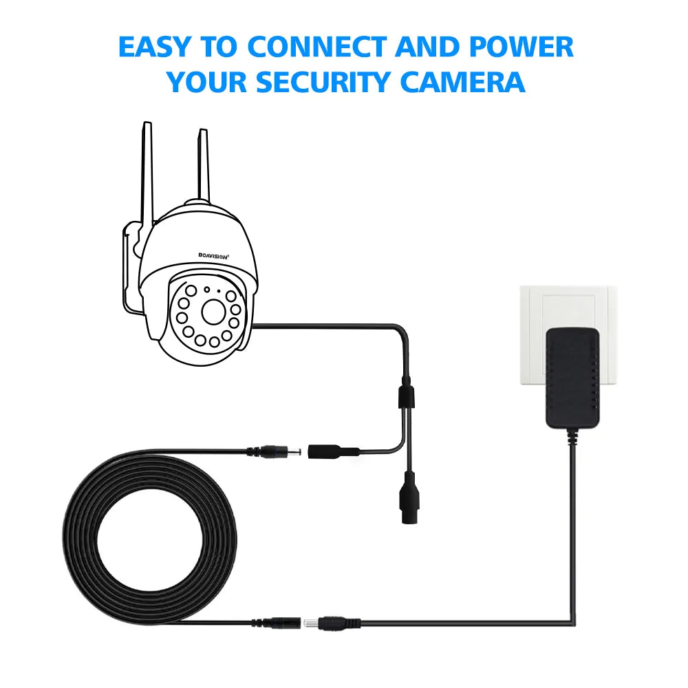 2M 6.56FT/ 5M 16.5FT / 10M 33FT DC Extension 5.5x2.1mm Power Cord Cable Extender For CCTV Security Camera 12 Volt Extension Cord