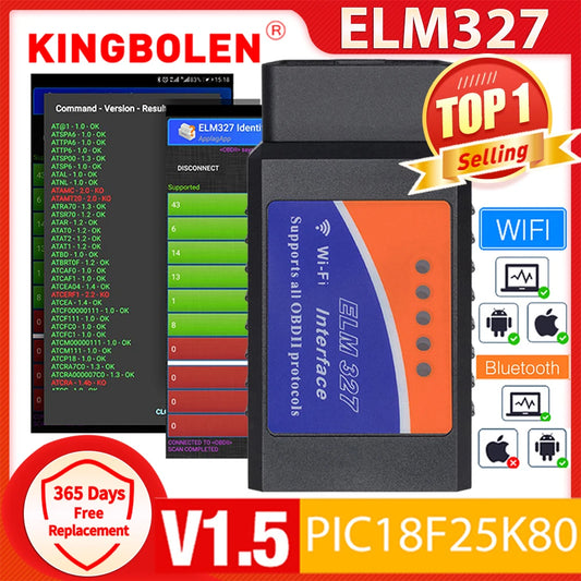 ELM327 V1.5 OBD2 Scanner PIC18F25K80 BT/Wifi ELM 327 OBD Car Diagnostic Tool For Android /IOS PK Vgate Icar2 Code Reader