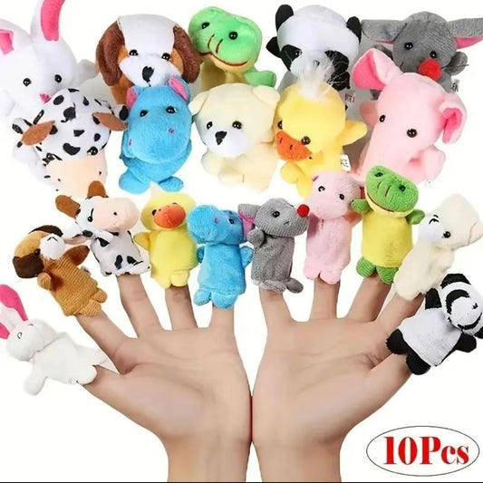 Toys for Mummy Fun Time - 10pcs Cartoon Animal Family Finger Puppet Set